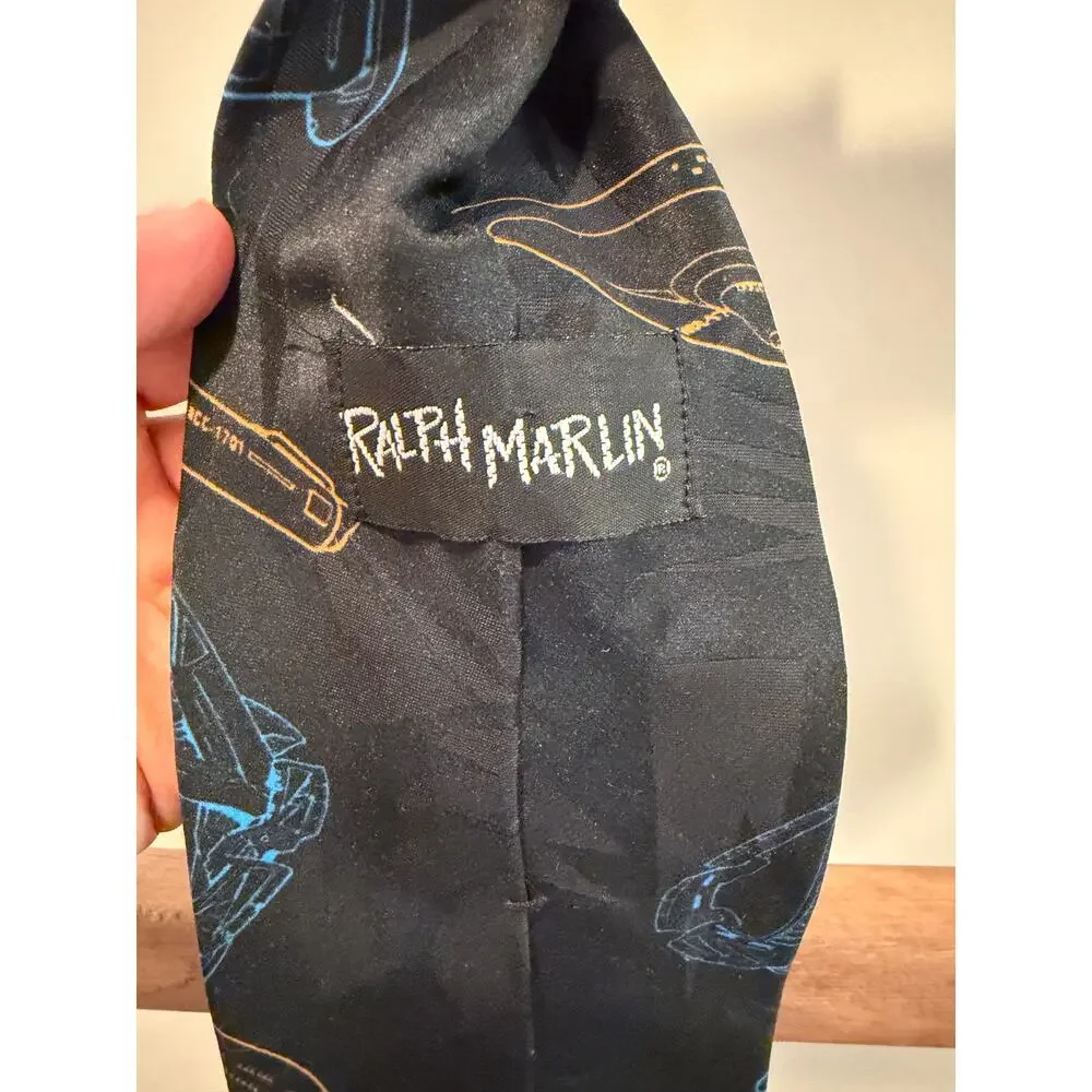 Vintage Ralph Marlin Men's Tie Star Trek Enterprise & Space Station